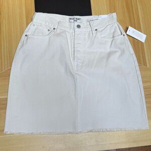 White Denim Skirt Velvet Heart
